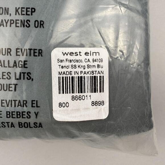 West Elm Silky TENCEL Lyocell Sheet Set KING Stormy Blue 4pc Deep Pocket NWT - Picture 7 of 8